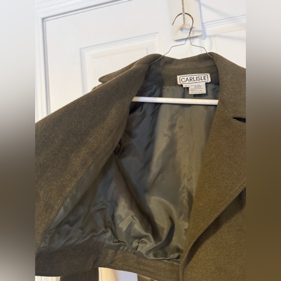 Vintage Carlisle Woven wool/angora cropped blazer w/waist buckle -hunter green 6 - Picture 7 of 11